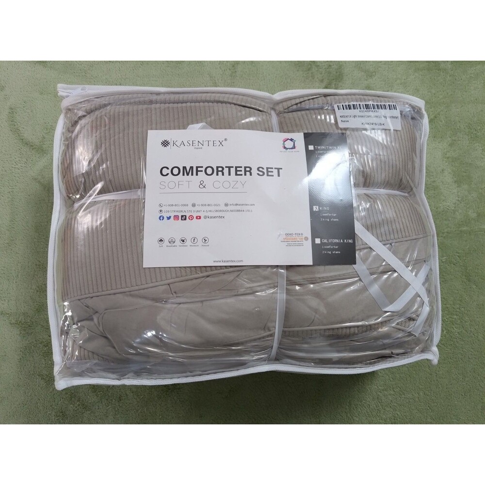 Kasentex Comforter Set Soft & Cozy Size King Color Light Brown New!